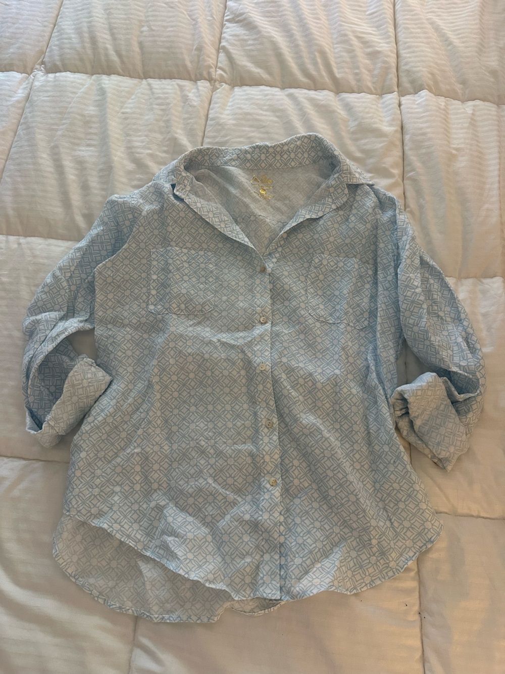 Lilly Pulitzer Pale Blue Geometric Button-Down Shirt